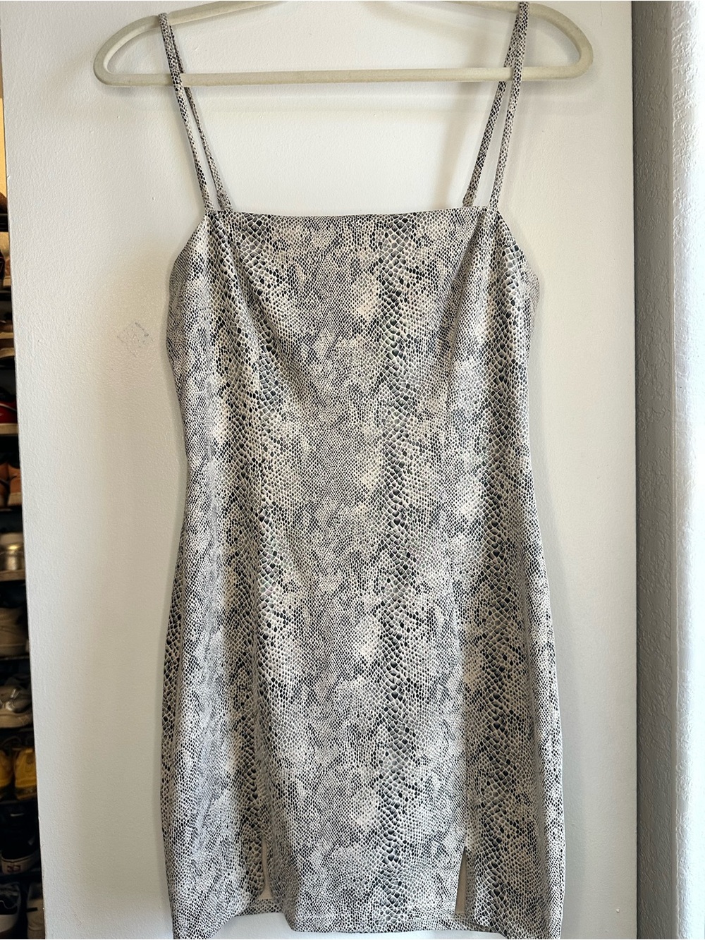 Black and White Snake-Print Mini Dress